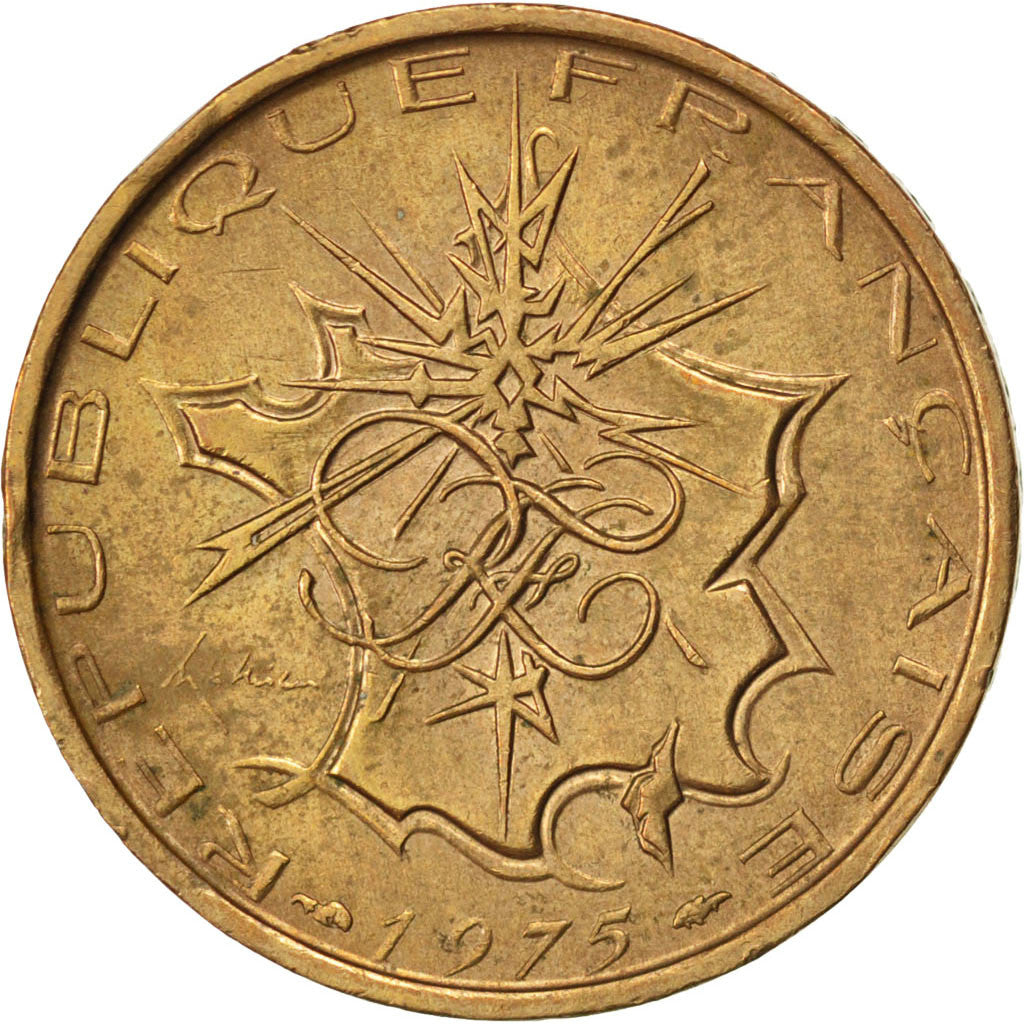 FRANCE, Mathieu, 10 Francs, 1975, KM #940, EF(40-45), Nickel-Brass, 26, Gadoury.
