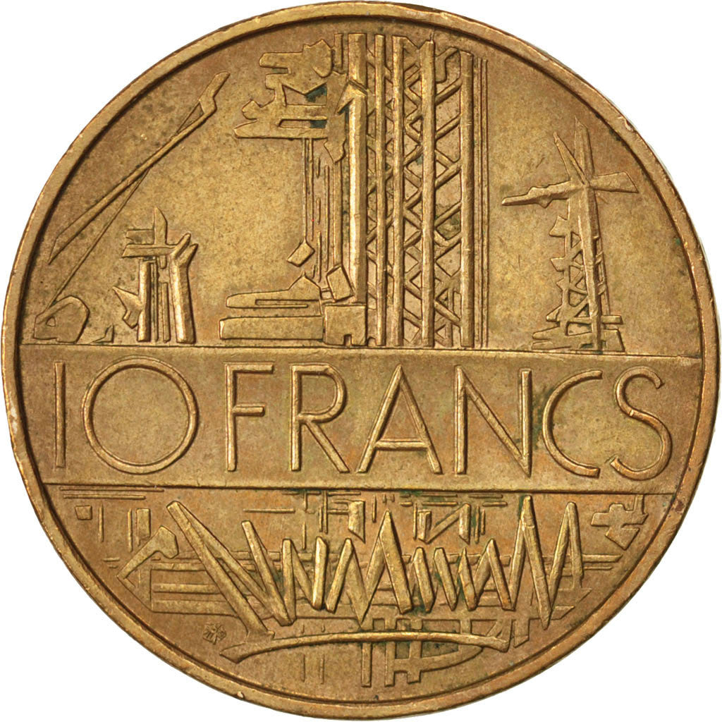 FRANCE, Mathieu, 10 Francs, 1975, KM #940, EF(40-45), Nickel-Brass, 26, Gadoury.