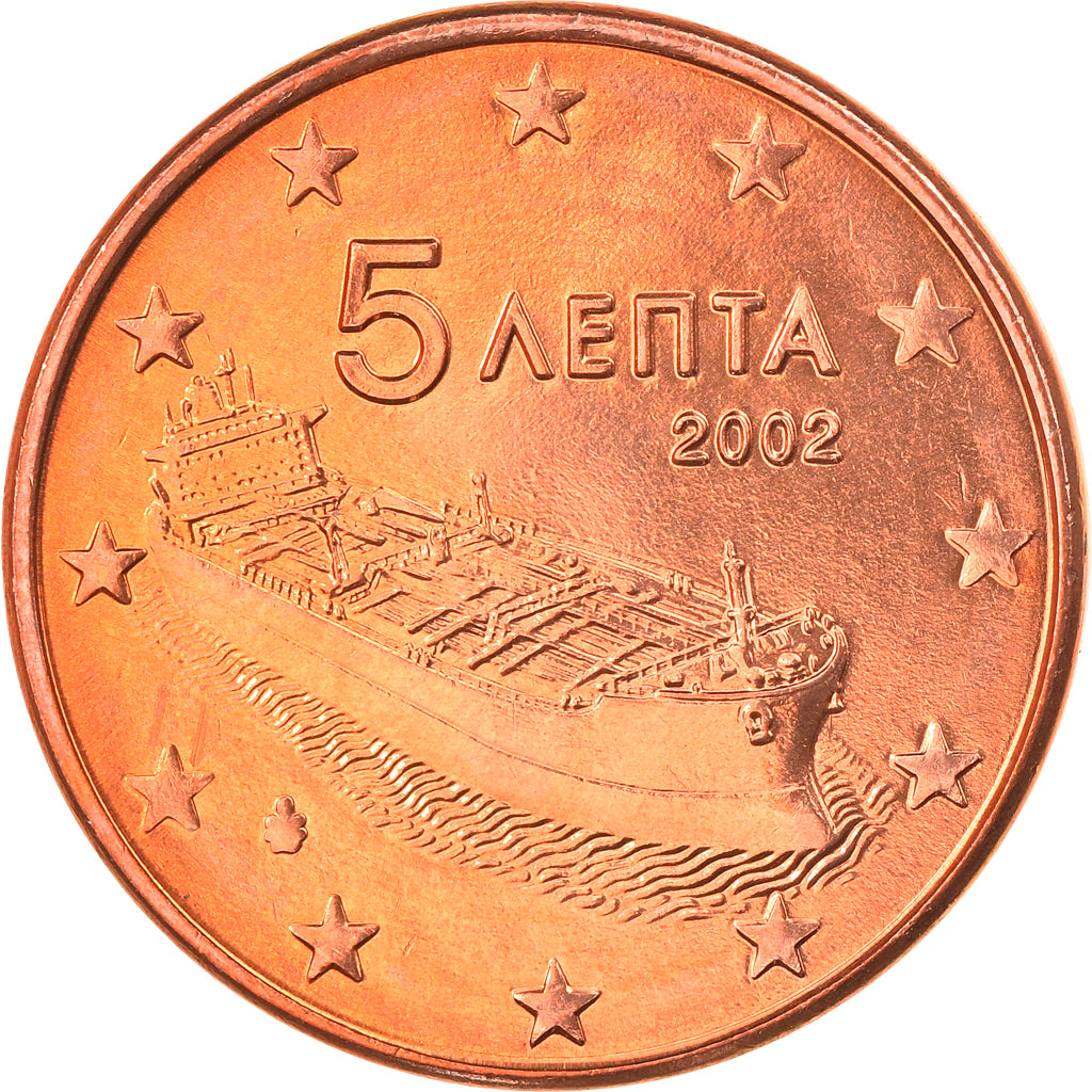 Griekenland, 5 Euro Cent, 2002, Athens, FDC, Copper Plated Steel, KM:183
