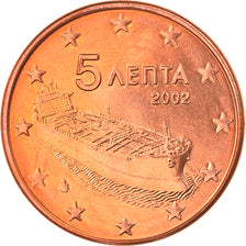 Greece, 5 Euro Cent, 2002, Athens, MS(65-70), Copper Plated Steel, KM:183