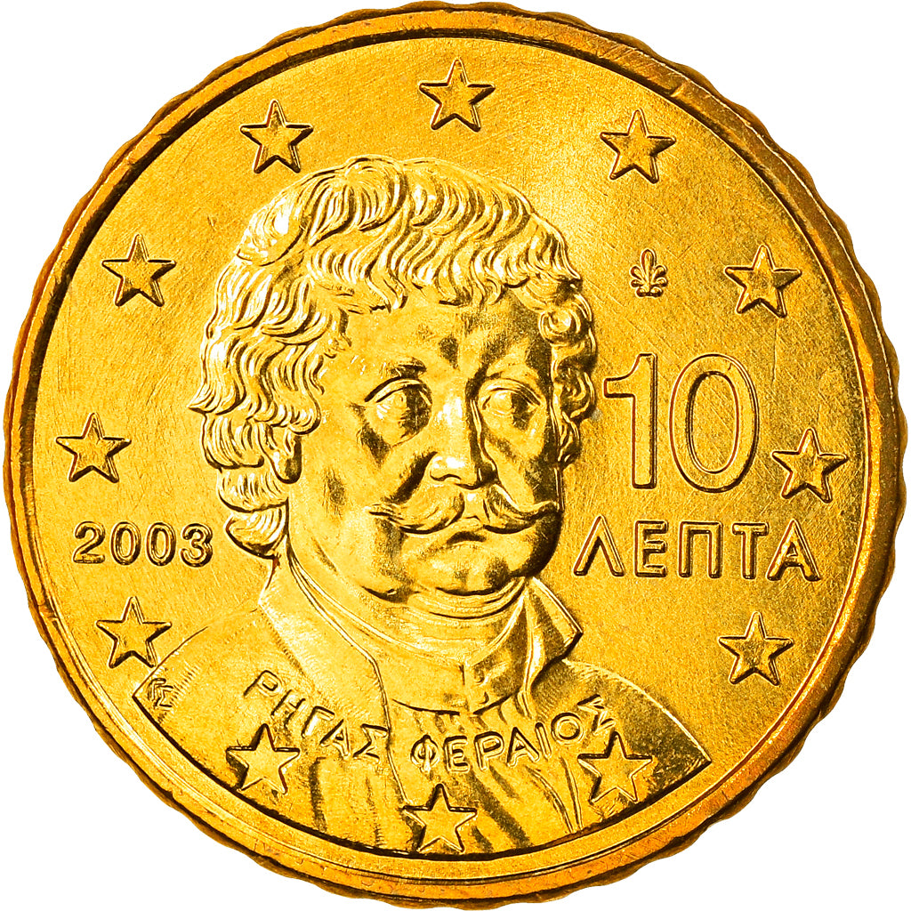 Griekenland, 10 Euro Cent, 2003, Athens, FDC, Tin, KM:184