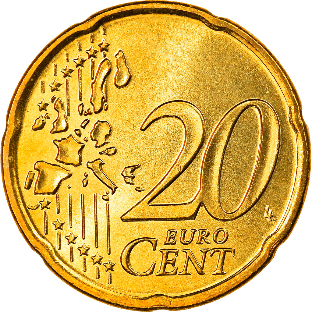 Grecja, 20 Euro Cent, 2003, Athens, MS(65-70), Mosiądz, KM:185