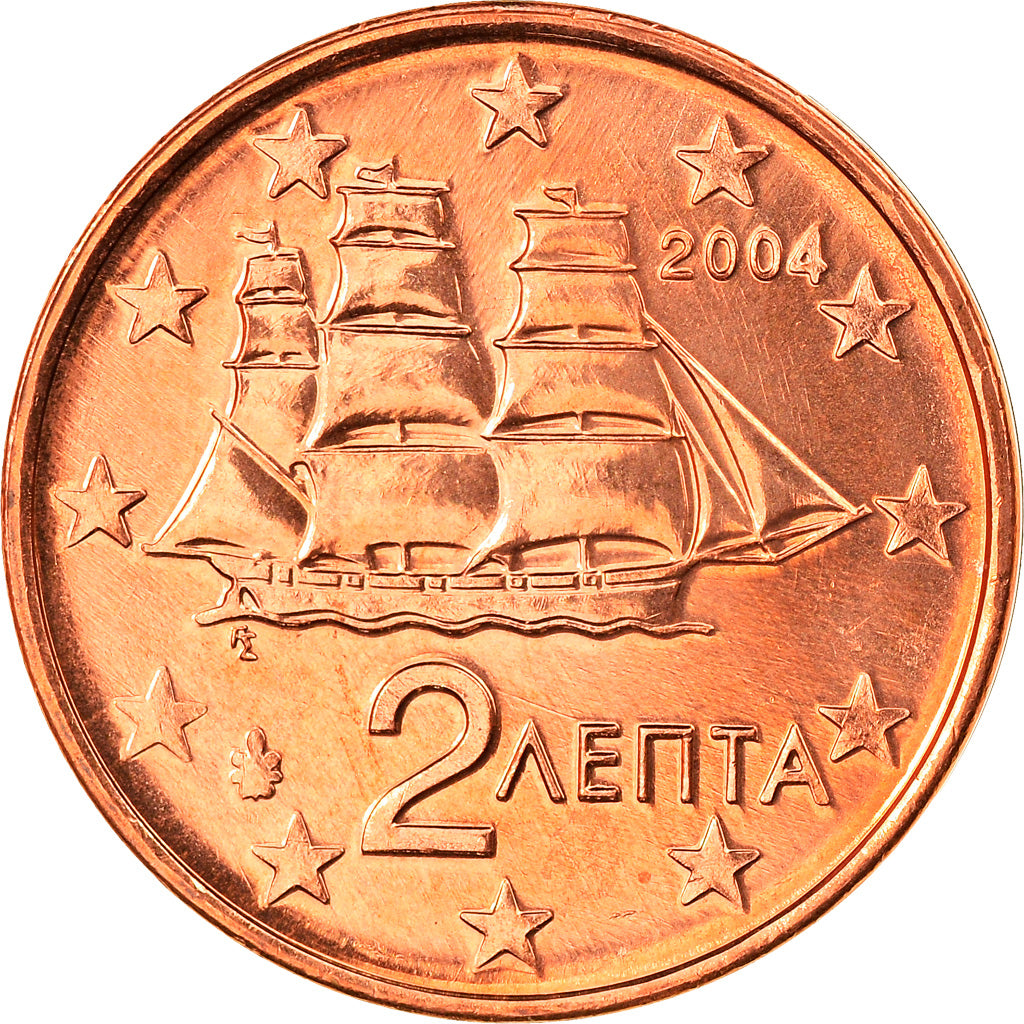 Griekenland, 2 Euro Cent, 2004, Athens, FDC, Copper Plated Steel, KM:182