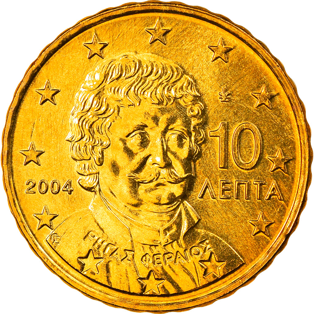 Griekenland, 10 Euro Cent, 2004, Athens, FDC, Tin, KM:184