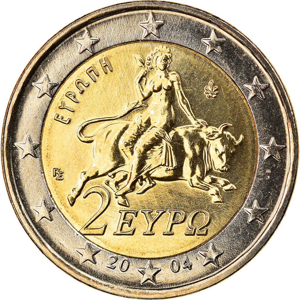 Greece, 2 Euro, 2004, Athens, MS(65-70), Bi-Metallic, KM:188