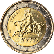 Greece, 2 Euro, 2004, Athens, MS(65-70), Bi-Metallic, KM:188