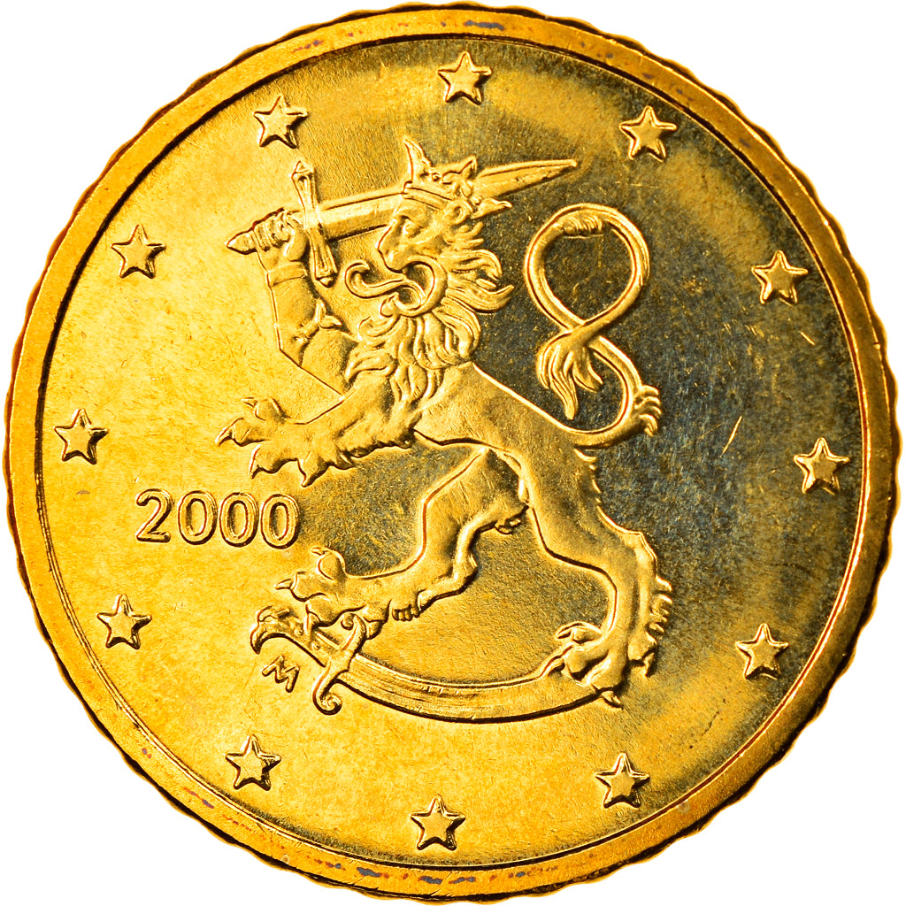 Finlandia, 50 Euro Cent, 2000, Vantaa, MS(65-70), Mosiądz, KM:103
