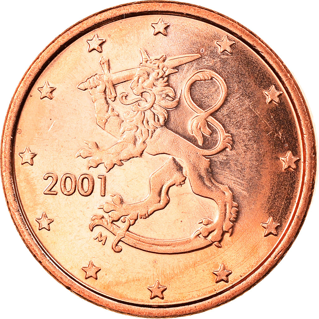 Finlandia, Euro Cent, 2001, Vantaa, FDC, Acciaio placcato rame, KM:98