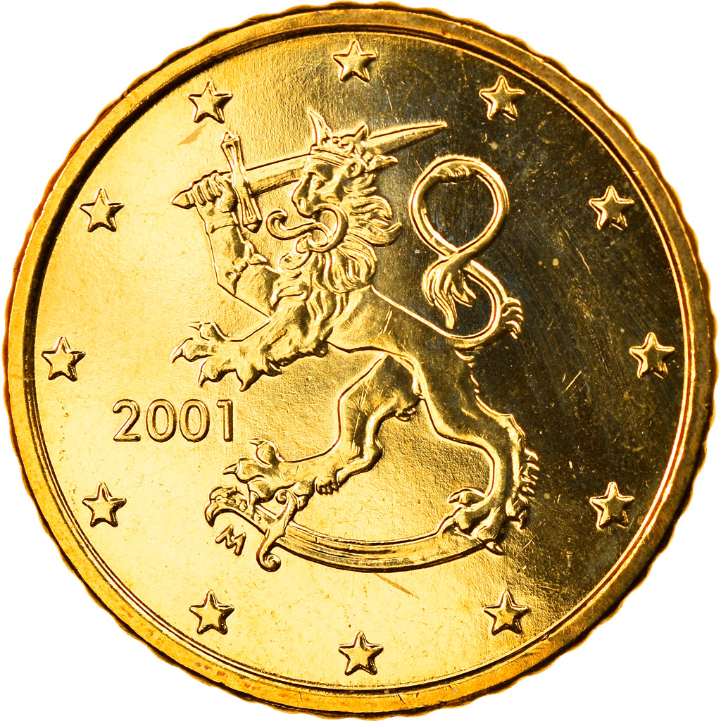 Finland, 50 Euro Cent, 2001, Vantaa, MS(65-70), Brass, KM:103