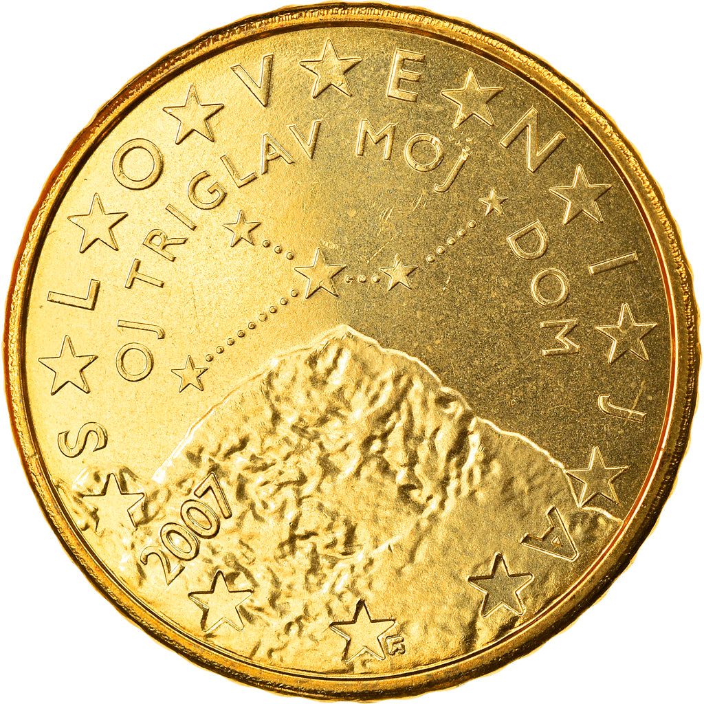 Slovenia, 50 Euro Cent, 2007, MS(65-70), Brass, KM:73
