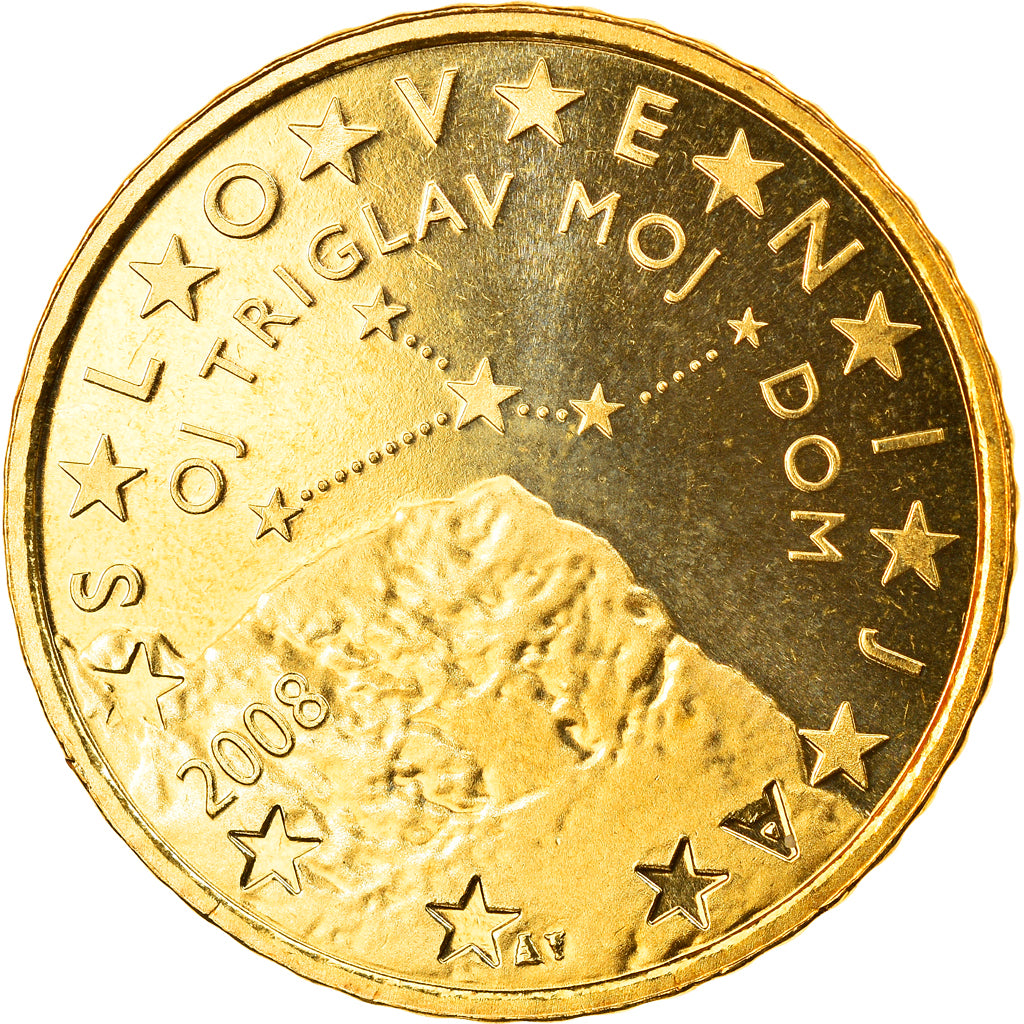 Slovenia, 50 Euro Cent, 2008, MS(65-70), Brass, KM:73
