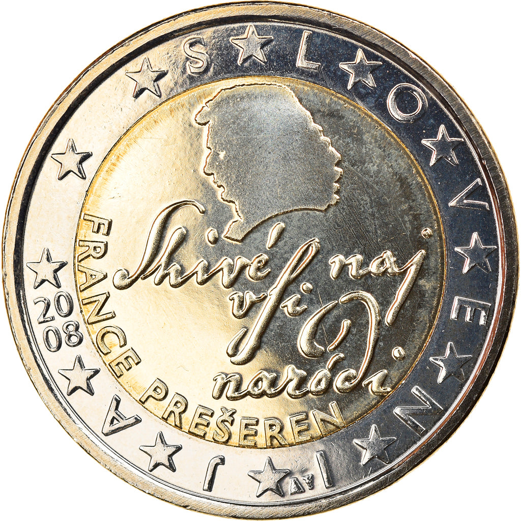 Slovenia, 2 Euro, 2008, Vantaa, MS(65-70), Bi-Metallic, KM:75