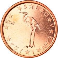 Eslovénia, Euro Cent, 2009, MS(65-70), Aço Cromado a Cobre, KM:68