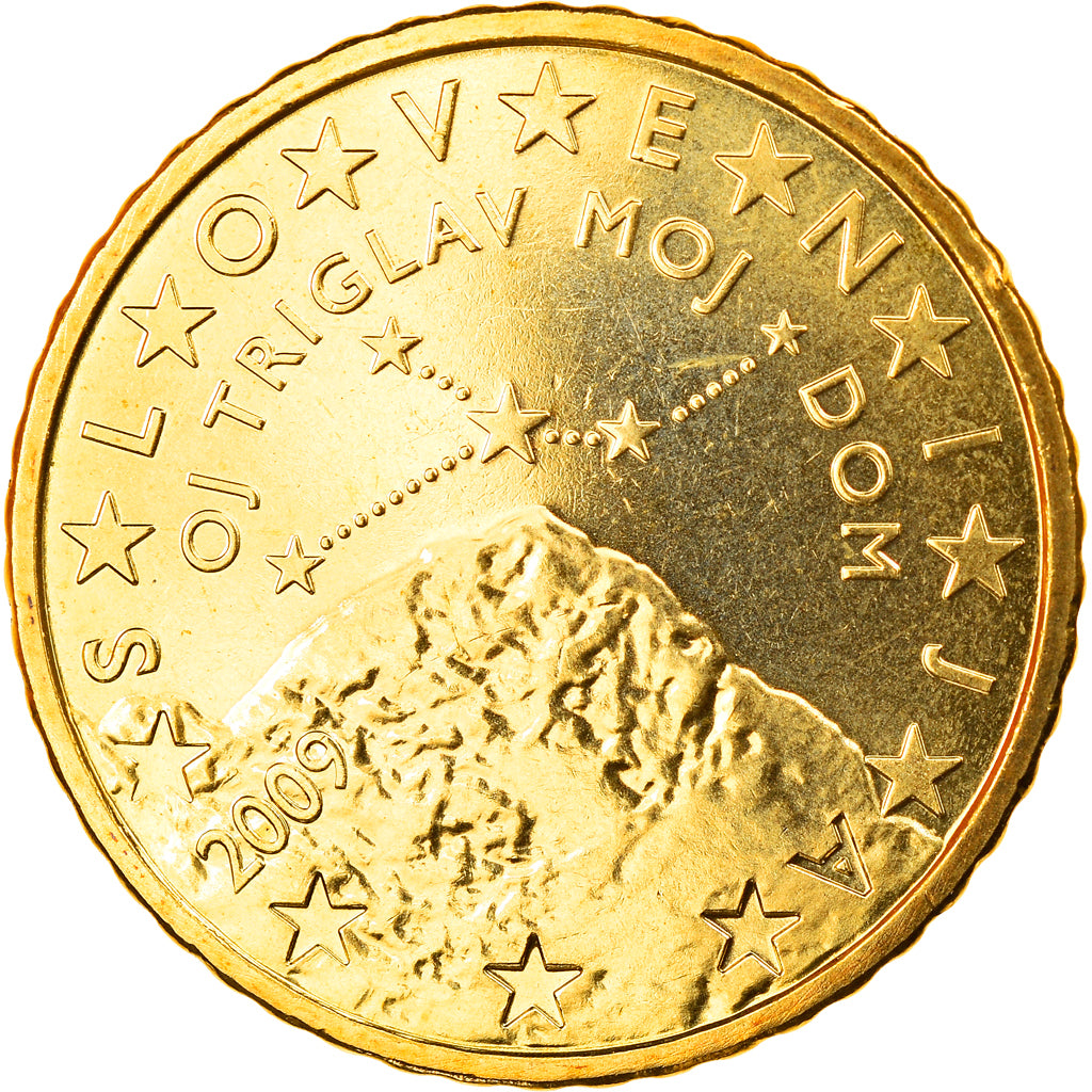 Slovenia, 50 Euro Cent, 2009, MS(65-70), Brass, KM:73