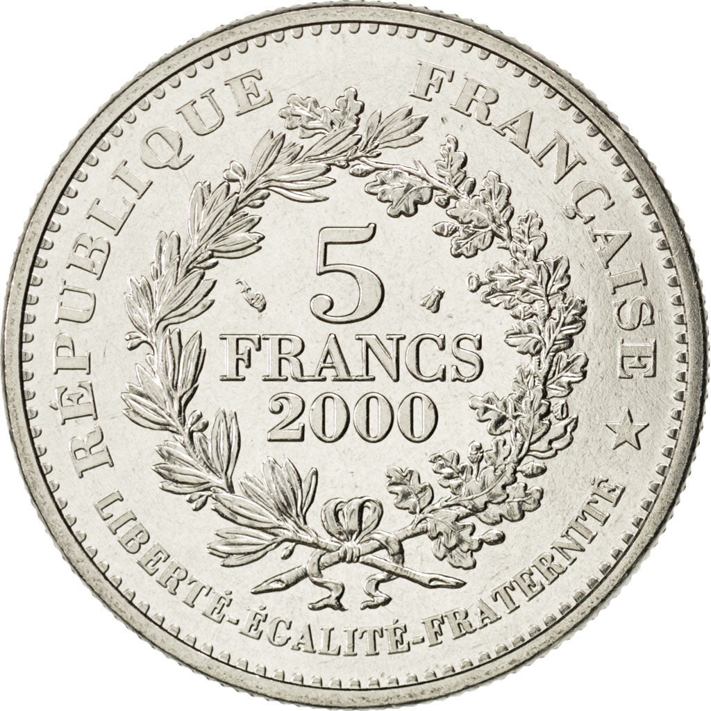 FRANCE, 5 Francs, 2000, KM #1223, MS(63), Cupro-nickel, 10.00