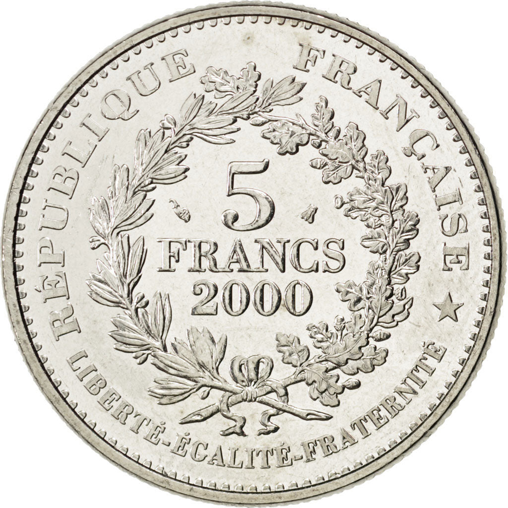 FRANCE, 5 Francs, 2000, KM #1963, MS(63), Cupro-nickel, 10.00