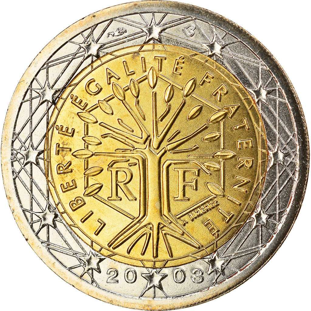 France, 2 Euro, 2003, Paris, MS(65-70), Bi-Metallic, KM:1289