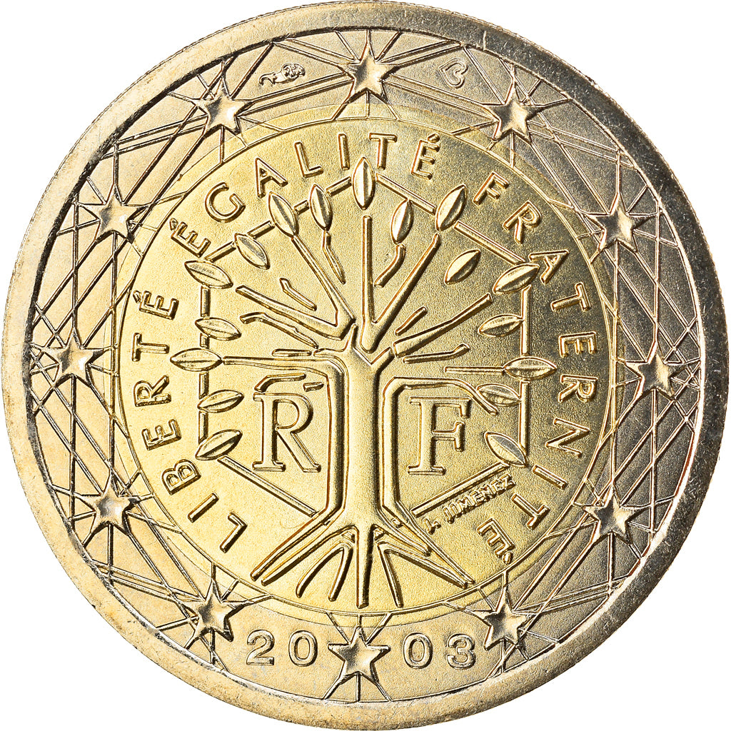 France, 2 Euro, 2003, Paris, MS(65-70), Bi-Metallic, KM:1289