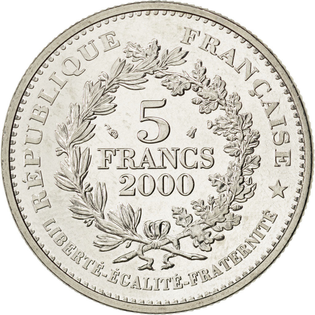 FRANCE, 5 Francs, 2000, KM #1964, MS(63), Cupro-nickel, 10.00