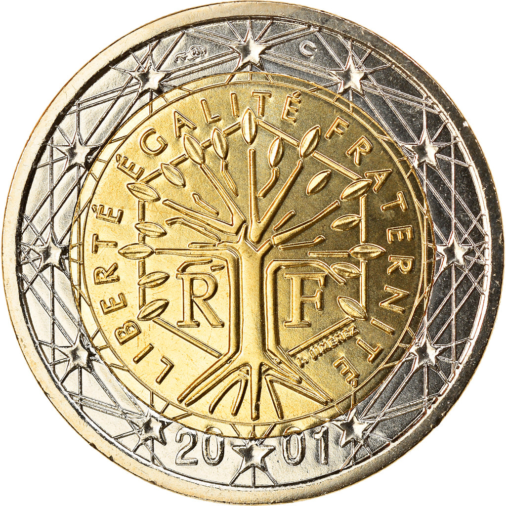 France, 2 Euro, 2001, Paris, FDC, Bi-Metallic, KM:1289