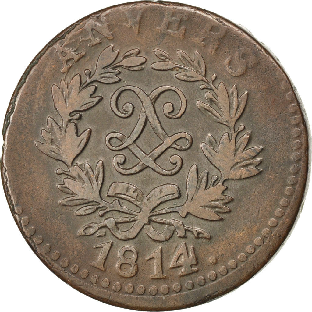FRENCH STATES, 5 Centimes, 1814, KM #4.1, VF(30-35), Bronze, Gadoury #131B/1,...