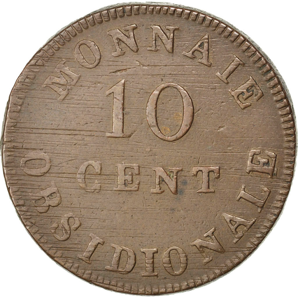 FRENCH STATES, 10 Centimes, 1814, KM #7.2, EF(40-45), Bronze, Gadoury #193d,...