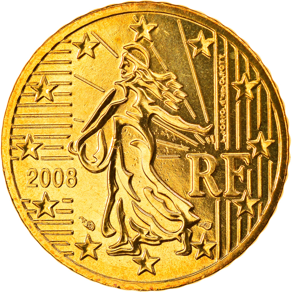 France, 50 Euro Cent, 2007, Paris, MS(65-70), Brass, KM:1412