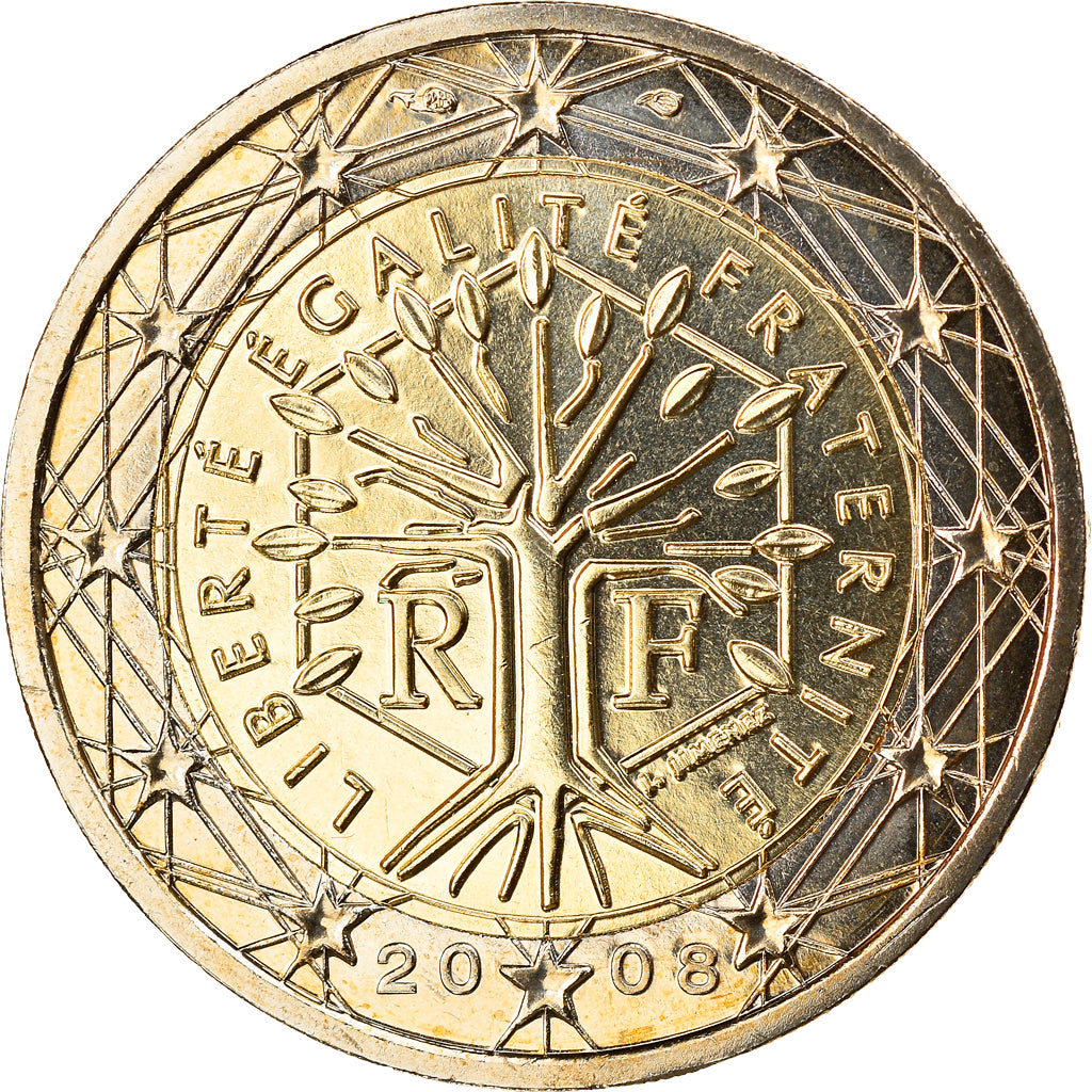 France, 2 Euro, 2008, Paris, MS(65-70), Bi-Metallic, KM:1414