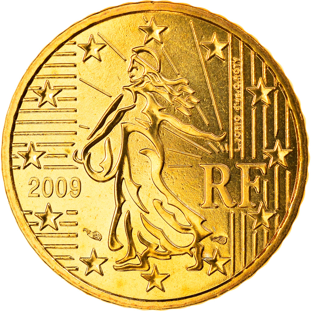 France, 50 Euro Cent, 2009, Paris, MS(65-70), Brass, KM:1412