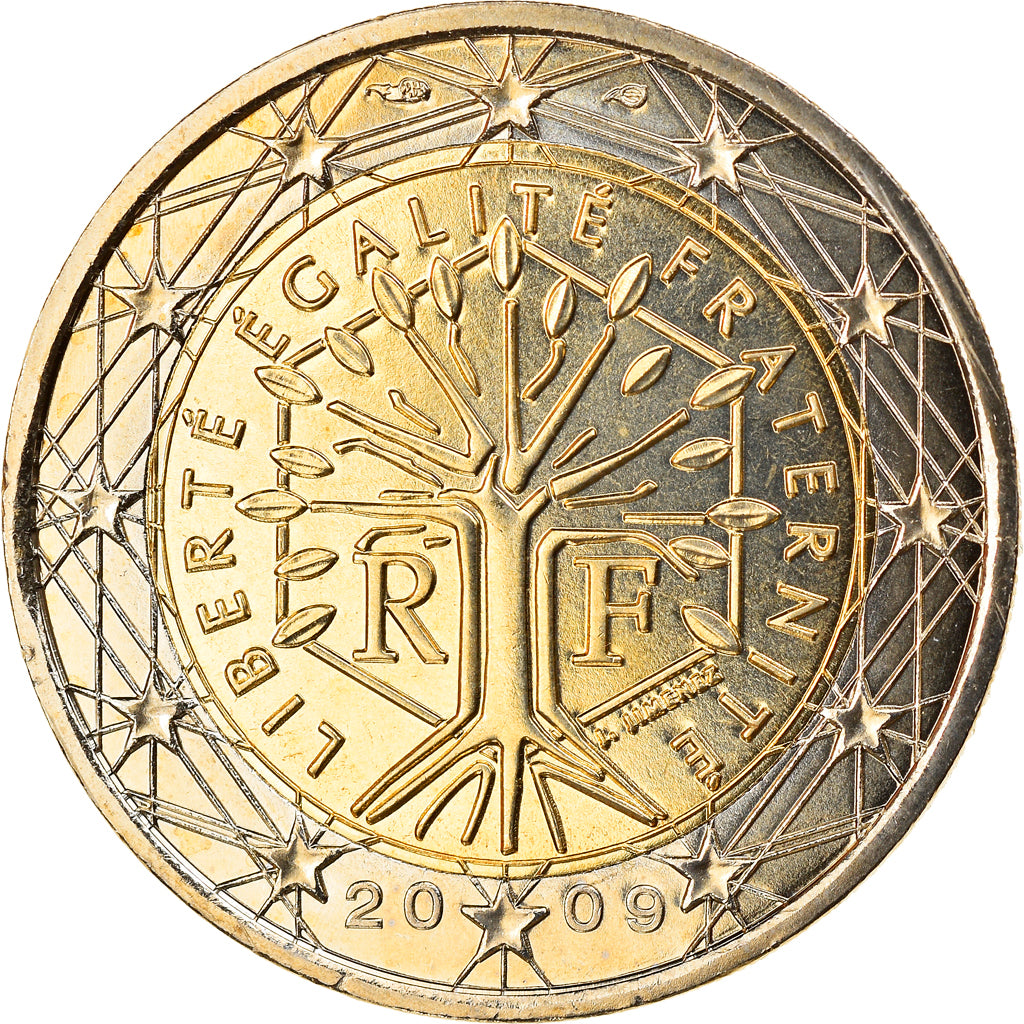 France, 2 Euro, 2009, Paris, MS(65-70), Bi-Metallic, KM:1414
