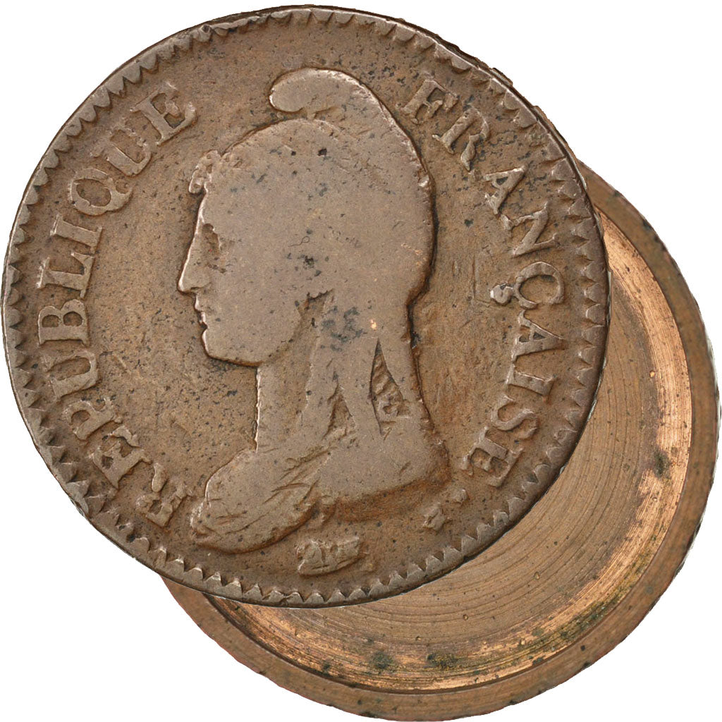 Francia, 1 Décime, 1799, Paris, MB, Bronzo, KM:644.1, Gadoury:187