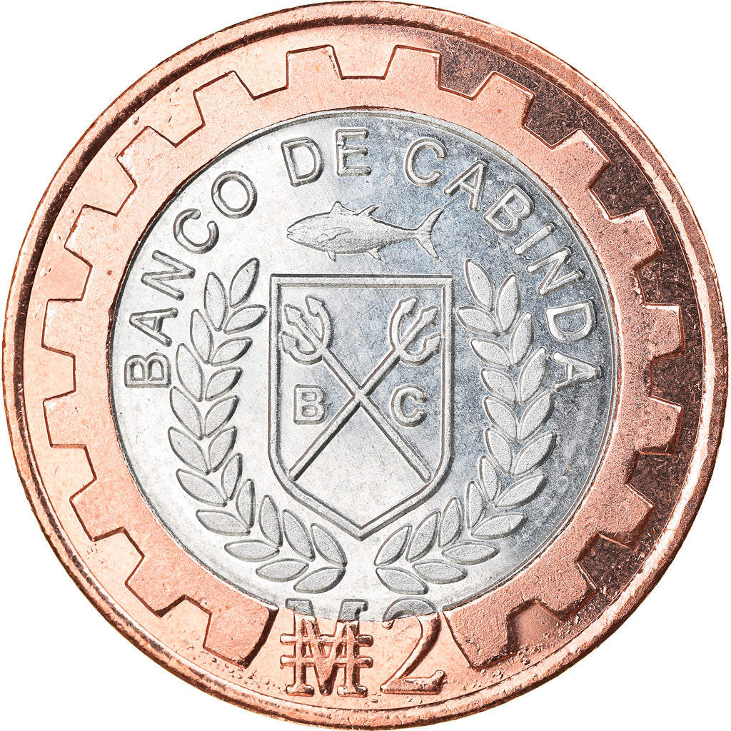 Coin, CABINDA, Covid, 2 Macutas, 2020, MS(63), Bi-Metallic