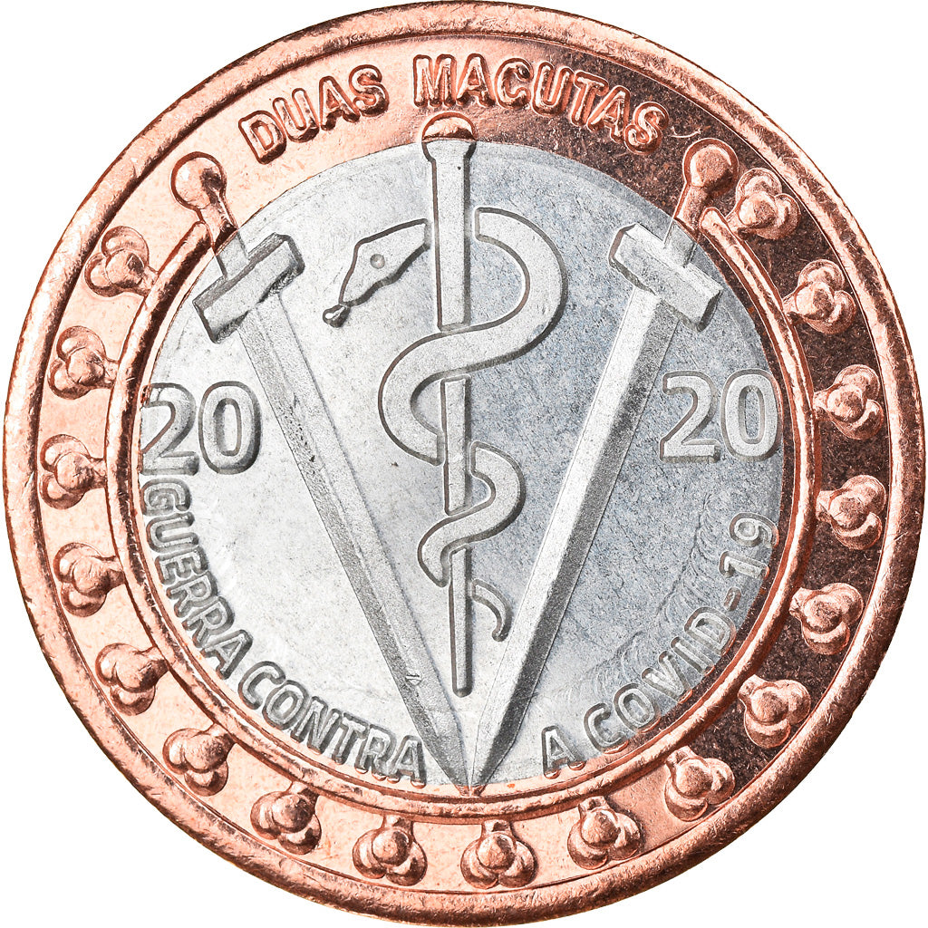 Moeda, CABINDA, Covid, 2 Macutas, 2020, MS(63), Bimetálico