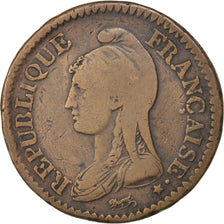 Francia, 1 Décime, 1797, Paris, MB+, Bronzo, KM:644.1, Gadoury:187