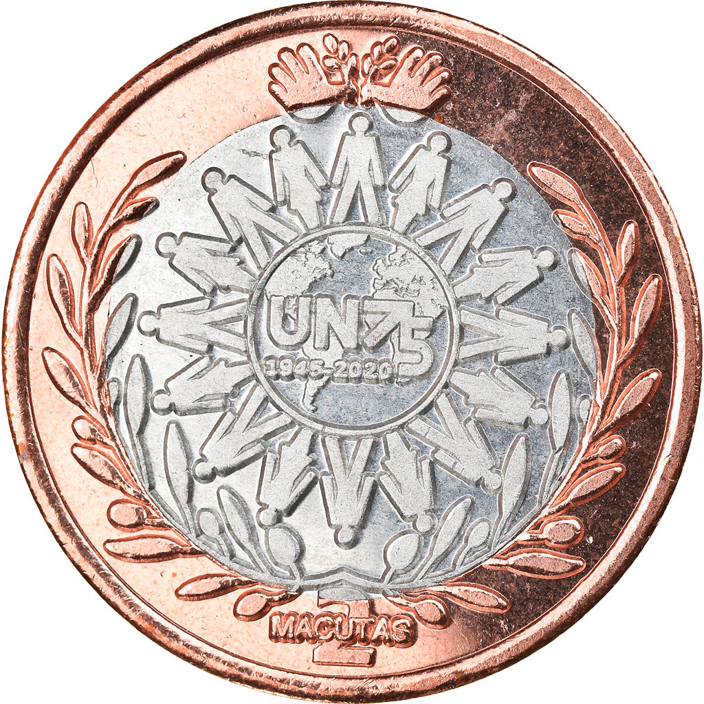 Moneta, CABINDA, ONU, 2 Macutas, 2020, MS(63), Bimetaliczny