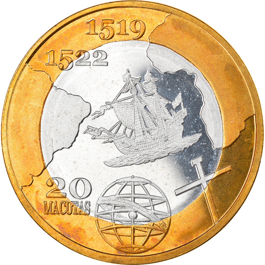 Coin, CABINDA, Ferdinand Magellan, 20 Macutas, 2019, MS(63), Bi-Metallic