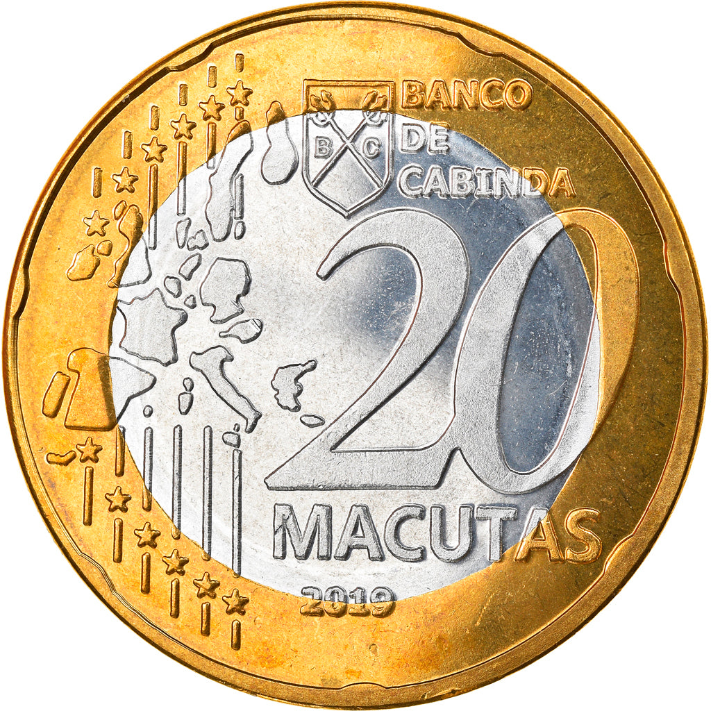 Coin, CABINDA, 20th Anniversary, 20 Macutas, 2019, MS(63), Bi-Metallic