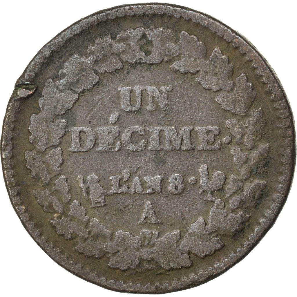 Consulat, Un Décime Dupré An 8 A, KM 644.1