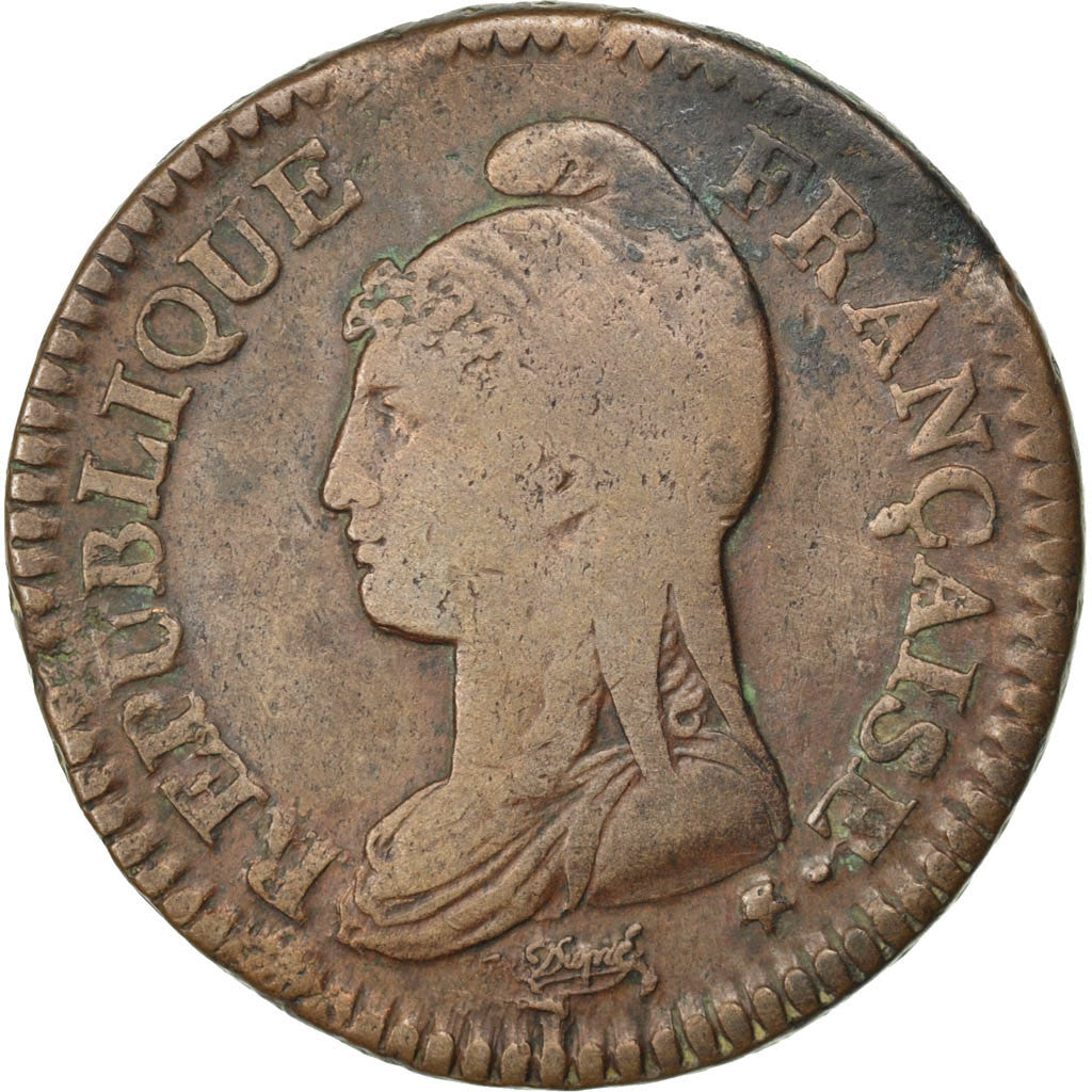 FRANCE, Dupré, Decime, 1800, Metz, KM #644.2, VF(30-35), Bronze, 32, Gadoury #..