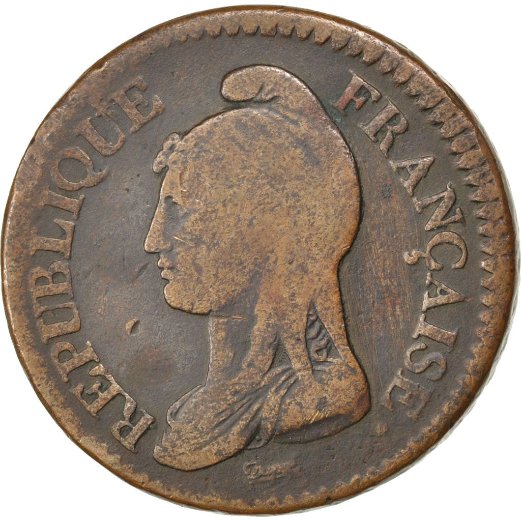 FRANCE, Dupré, Decime, 1800, Bordeaux, KM #644.8, VF(20-25), Bronze, Gadoury #..