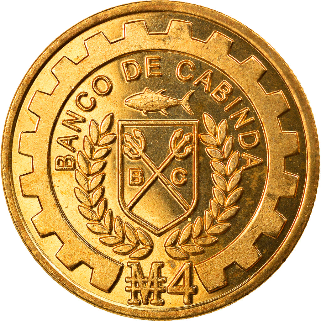 Moneta, CABINDA, 4 macutas, 2019, SPL, Ottone