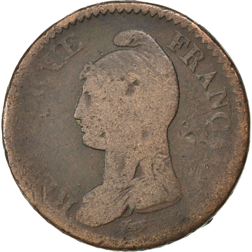 FRANCE, Dupré, Decime, 1801, Geneva, KM #644.6, VG(8-10), Bronze, Gadoury #187a,