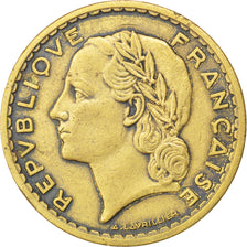 FRANCE, Lavrillier, 5 Francs, 1938, KM #888a.1, VF(20-25), Aluminum-Bronze, 31,.