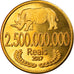 Coin, CABINDA, 2 milliards 500 millions de reais, 2017, MS(63), Bronze-Aluminium