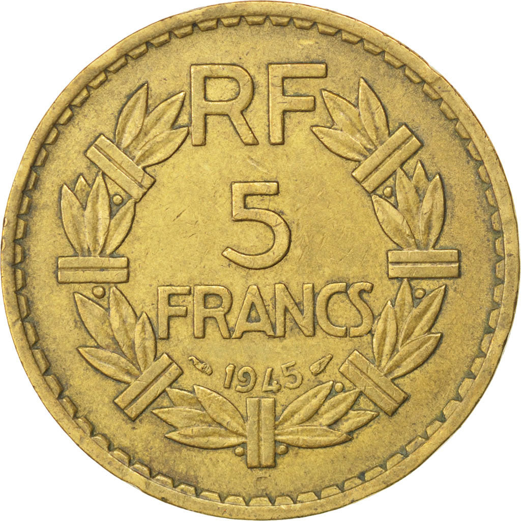 FRANCE, Lavrillier, 5 Francs, 1945, Castelsarrasin, KM #888a.3, EF(40-45),...