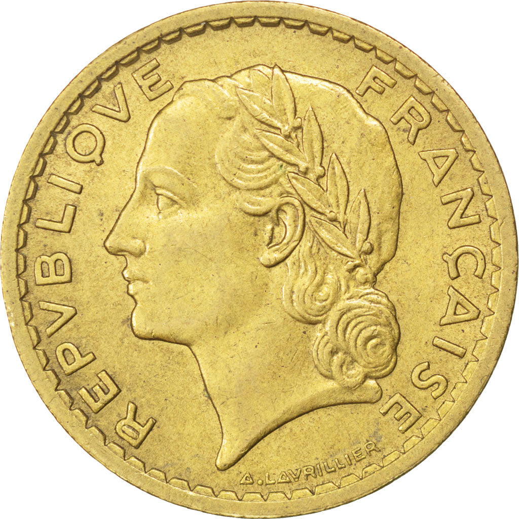 FRANCE, Lavrillier, 5 Francs, 1945, Castelsarrasin, KM #888a.3, AU(50-53),...