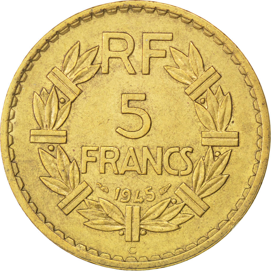 Coin, France, Lavrillier, 5 Francs, 1945, Castelsarrasin, AU(50-53)