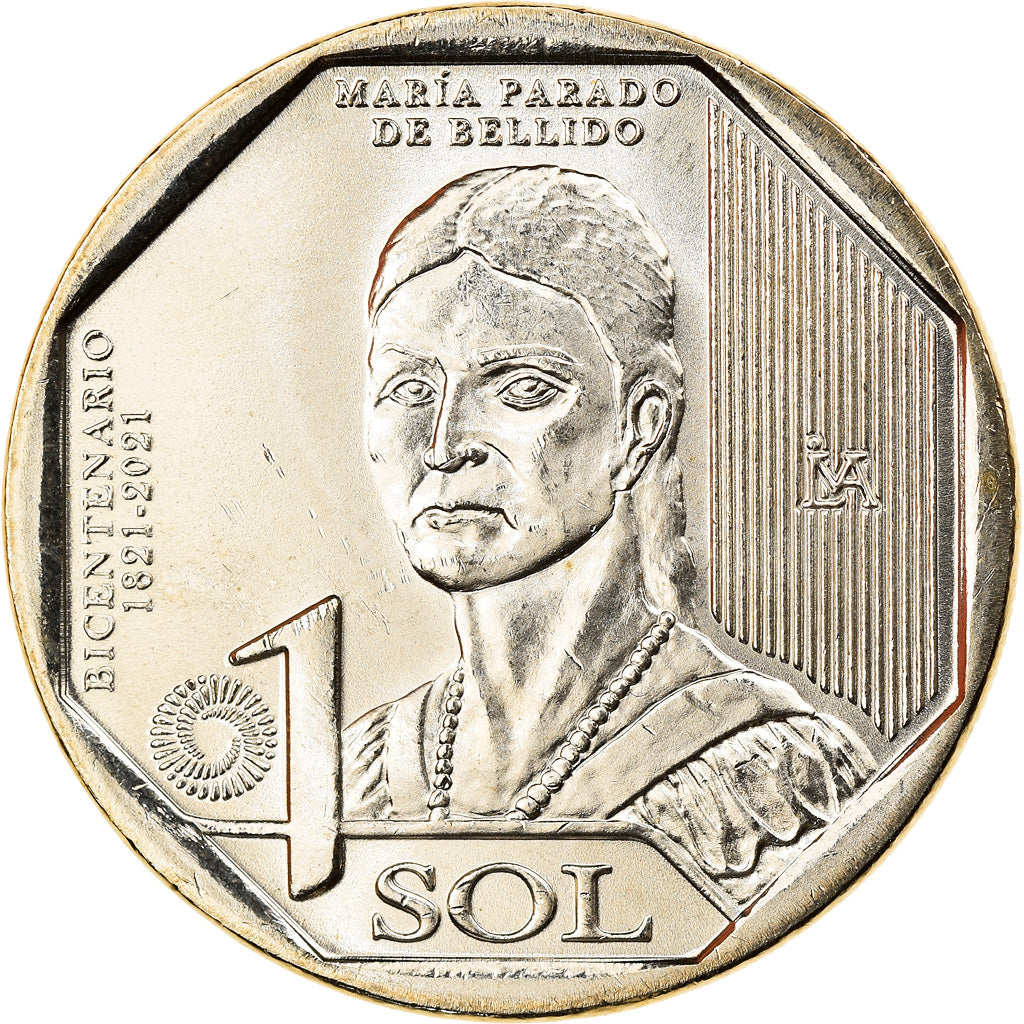 Moneda, Perú, Maria Parado de Bellido, Sol, 2020, SC, Níquel - latón