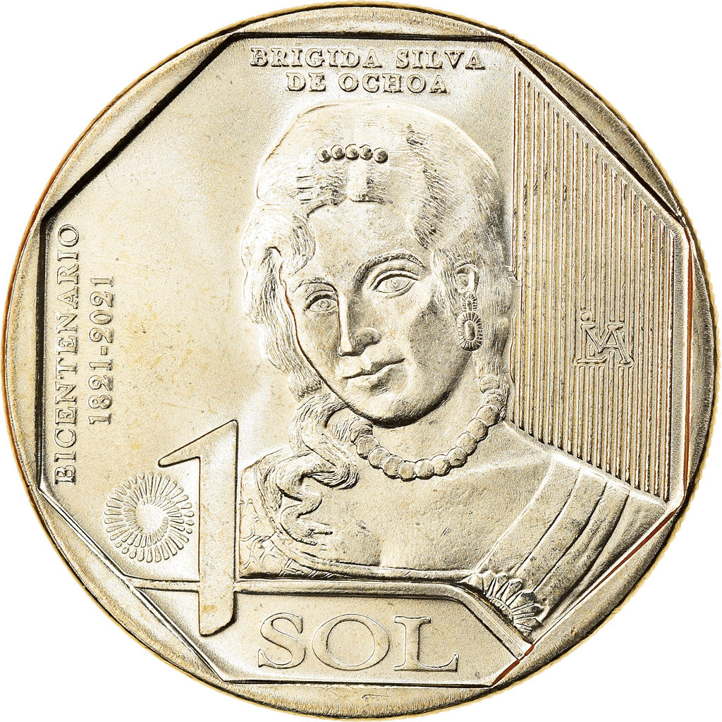 Moneda, Perú, Brigida Silva de Ochoa, Sol, 2020, SC, Níquel - latón