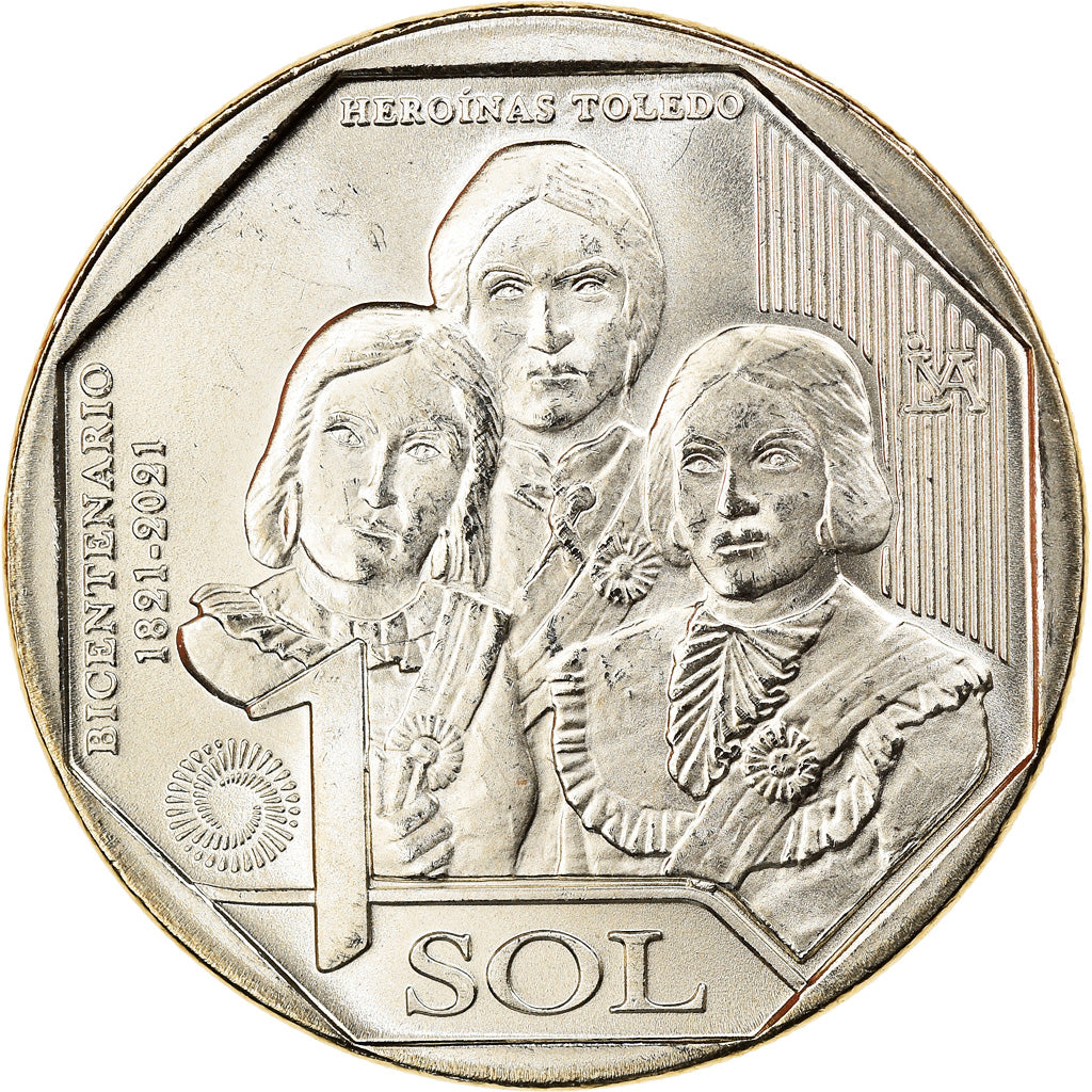 Moneda, Perú, Heroinas Toledo, Sol, 2020, SC, Níquel - latón